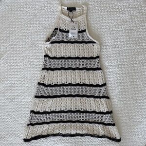 Zara Black and Cream Knit Swim Coverup